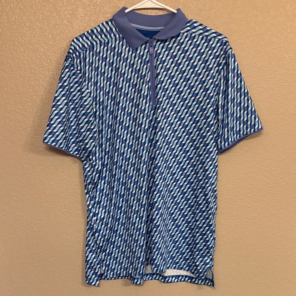 Head Blue and White Patterned Men's Polo Shirt